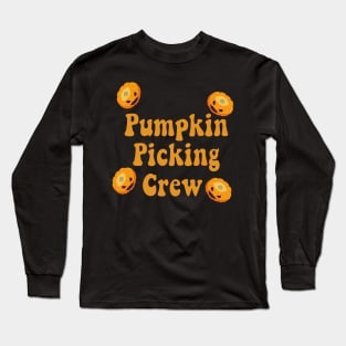 pumpkin picking crew on orange Long Sleeve T-Shirt